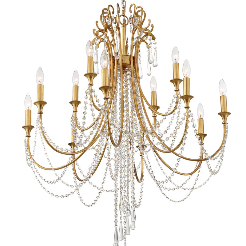 Arcadia 12 Light 32.5" Chandelier in Antique Gold