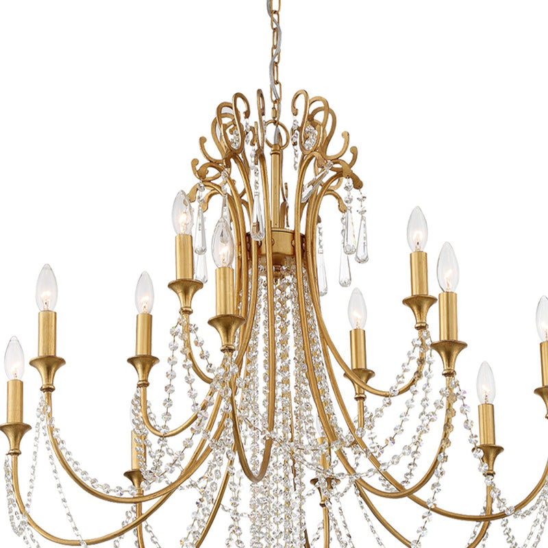 Arcadia 12 Light 32.5" Chandelier in Antique Gold