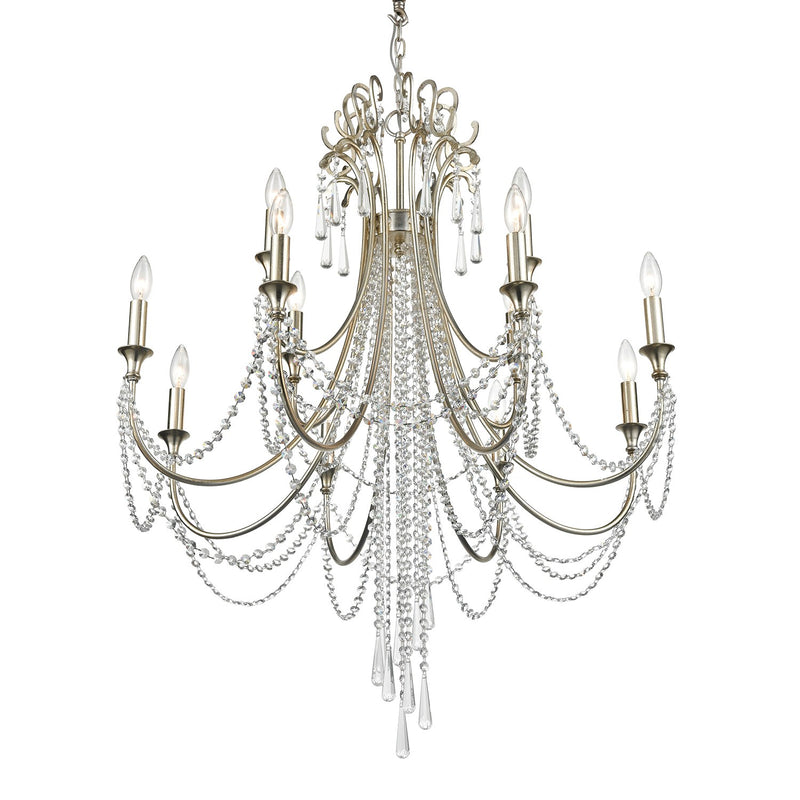Arcadia 12 Light 32.5" Chandelier in Antique Silver