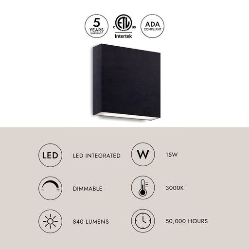 Mica 6" All-terior Up/Down Wall Light in Black