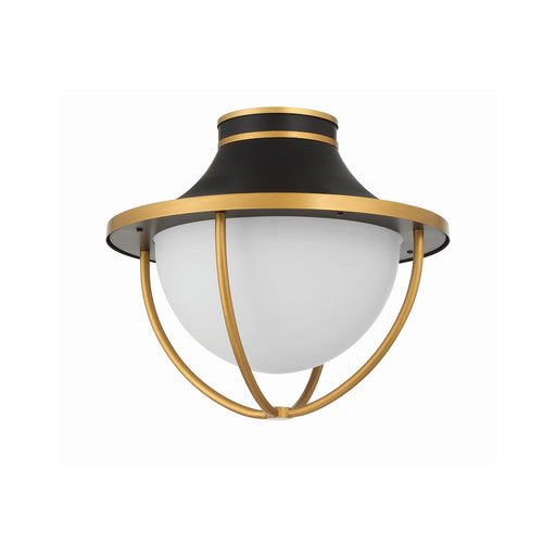 Atlas 2 Light 13.5" Outdoor Semi Flush Mount in Matte Black + Textured Gold