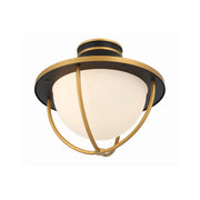 Atlas 2 Light 13.5" Outdoor Semi Flush Mount in Matte Black + Textured Gold