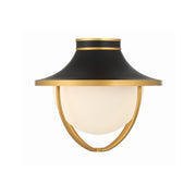 Atlas 2 Light 13.5" Outdoor Semi Flush Mount in Matte Black + Textured Gold