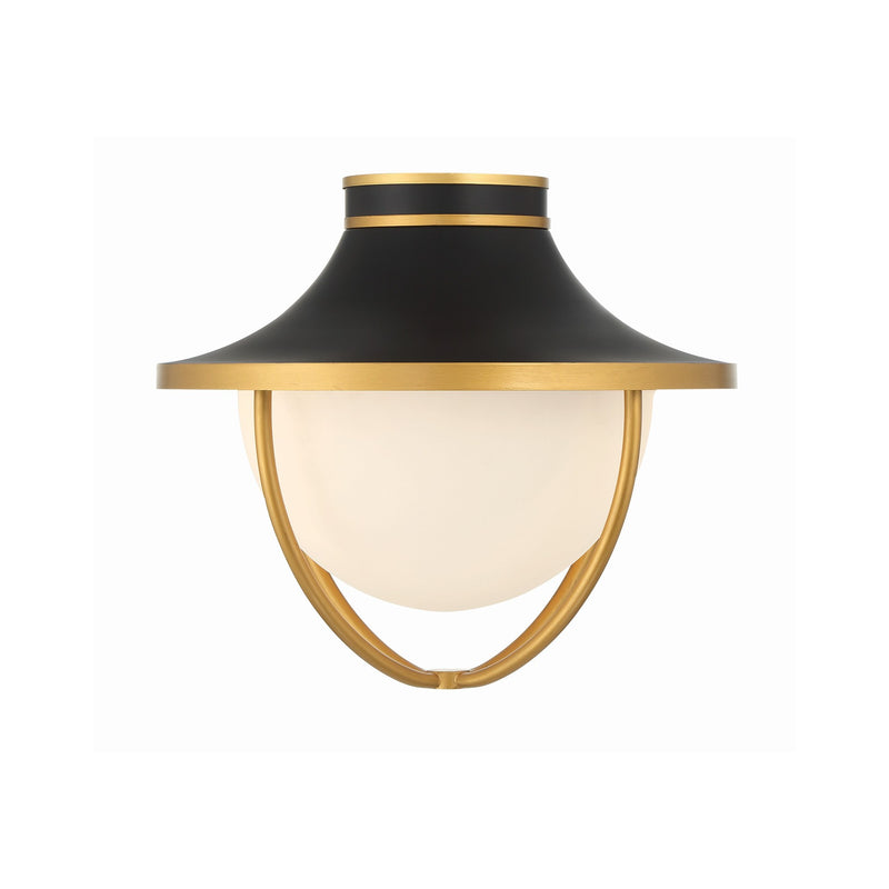 Atlas 2 Light 13.5" Outdoor Semi Flush Mount in Matte Black + Textured Gold