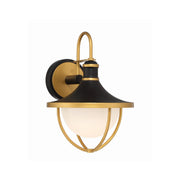 Atlas 1 Light 9.75" Outdoor Sconce in Matte Black + Textured Gold