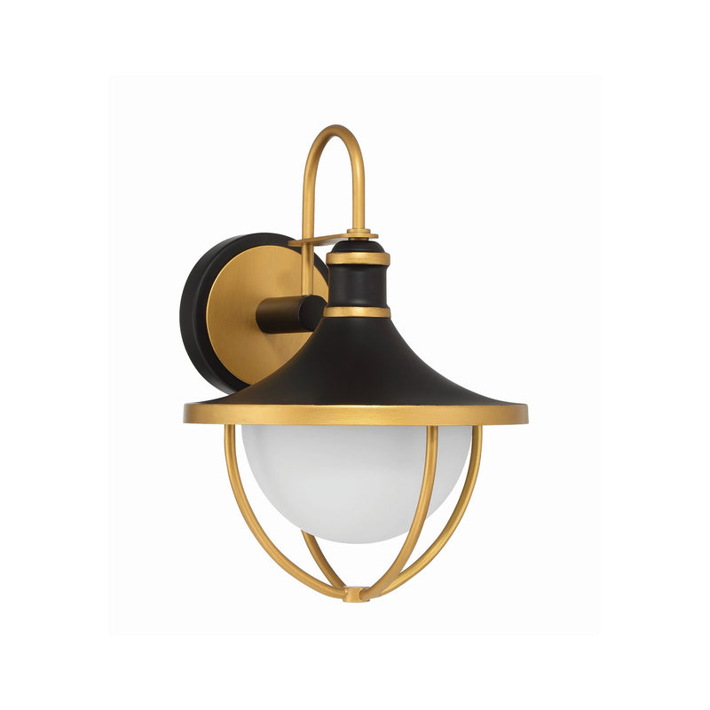 Atlas 1 Light 9.75" Outdoor Sconce in Matte Black + Textured Gold