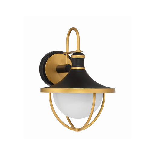 Atlas 1 Light 9.75" Outdoor Sconce in Matte Black + Textured Gold