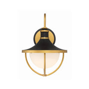 Atlas 1 Light 9.75" Outdoor Sconce in Matte Black + Textured Gold