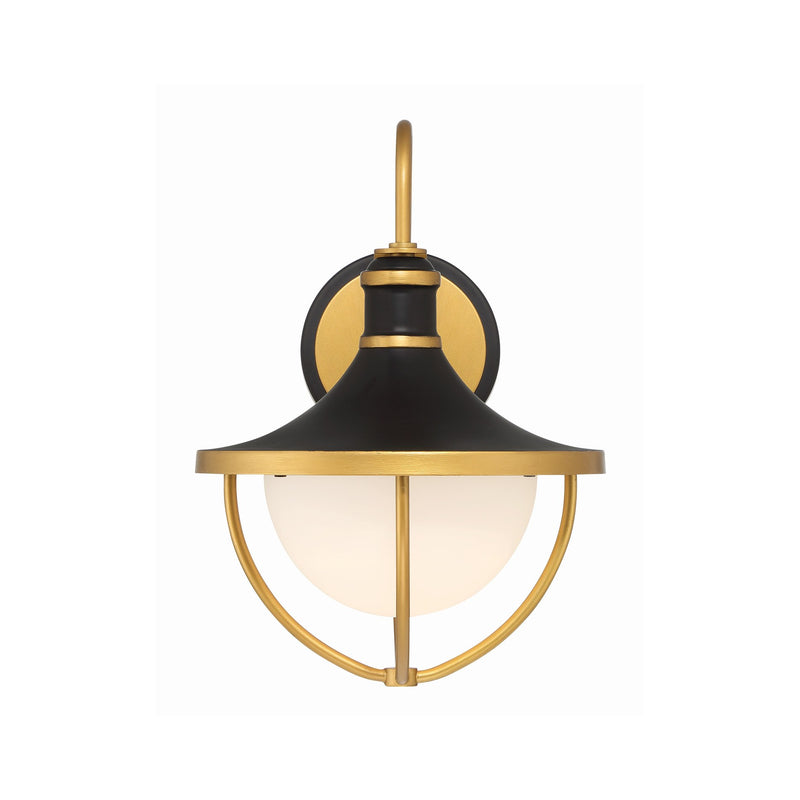 Atlas 1 Light 9.75" Outdoor Sconce in Matte Black + Textured Gold
