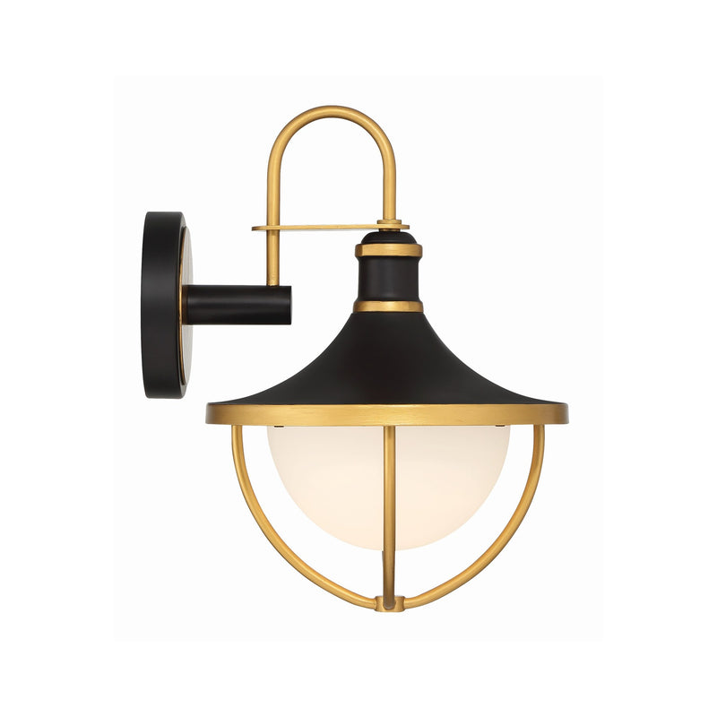 Atlas 1 Light 9.75" Outdoor Sconce in Matte Black + Textured Gold