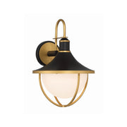 Atlas 1 Light 13.5" Outdoor Sconce in Matte Black + Textured Gold