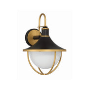 Atlas 1 Light 13.5" Outdoor Sconce in Matte Black + Textured Gold