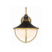 Atlas 1 Light 13.5" Outdoor Sconce in Matte Black + Textured Gold