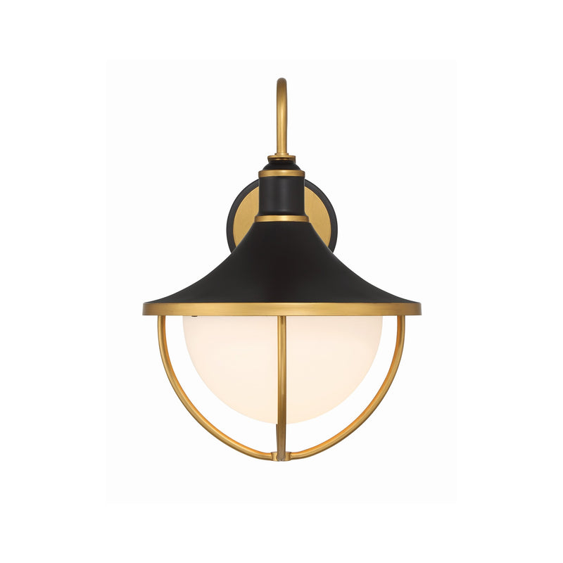 Atlas 1 Light 13.5" Outdoor Sconce in Matte Black + Textured Gold