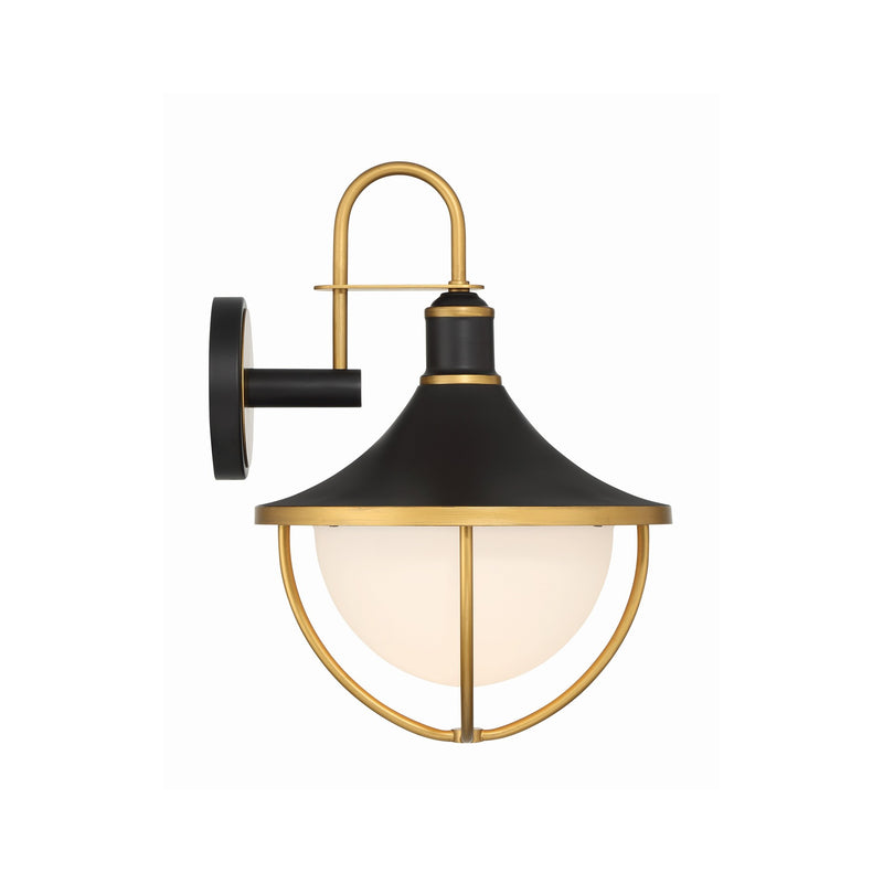 Atlas 1 Light 13.5" Outdoor Sconce in Matte Black + Textured Gold
