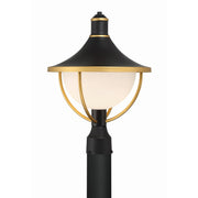 Atlas 1 Light 13.5" Outdoor Post in Matte Black + Textured Gold