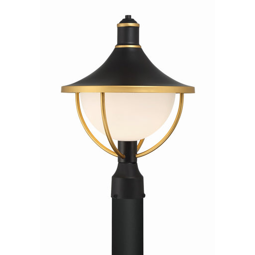 Atlas 1 Light 13.5" Outdoor Post in Matte Black + Textured Gold