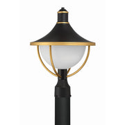 Atlas 1 Light 13.5" Outdoor Post in Matte Black + Textured Gold
