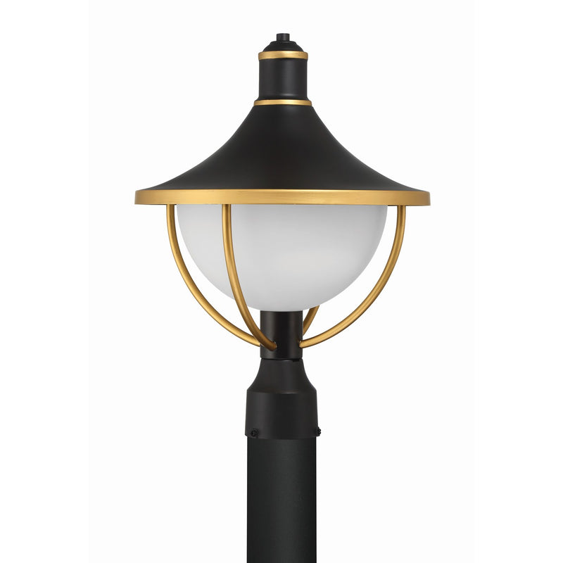 Atlas 1 Light 13.5" Outdoor Post in Matte Black + Textured Gold