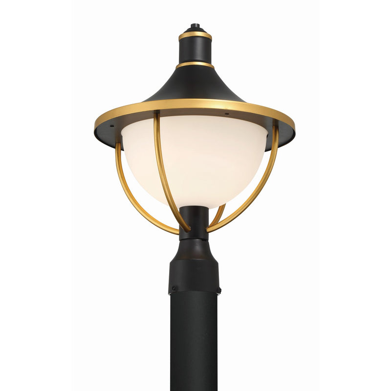 Atlas 1 Light 13.5" Outdoor Post in Matte Black + Textured Gold