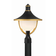 Atlas 1 Light 13.5" Outdoor Post in Matte Black + Textured Gold