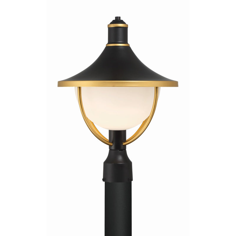 Atlas 1 Light 13.5" Outdoor Post in Matte Black + Textured Gold