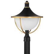 Atlas 1 Light 16.5" Outdoor Post in Matte Black + Textured Gold