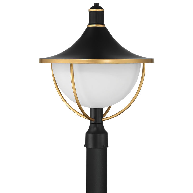 Atlas 1 Light 16.5" Outdoor Post in Matte Black + Textured Gold