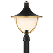 Atlas 1 Light 16.5" Outdoor Post in Matte Black + Textured Gold