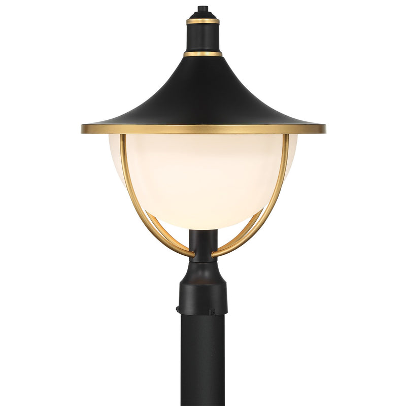 Atlas 1 Light 16.5" Outdoor Post in Matte Black + Textured Gold
