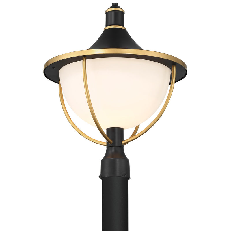Atlas 1 Light 16.5" Outdoor Post in Matte Black + Textured Gold