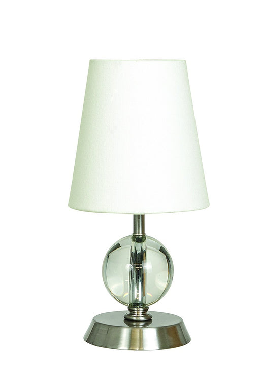 Bryson 12.5" Crystal Ball Mini Accent Table Lamp in Satin Nickel