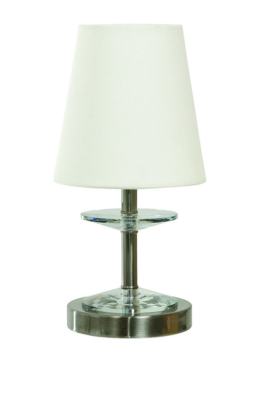 Bryson 12.75" Crystal Disk Mini Accent Table Lamp in Satin Nickel