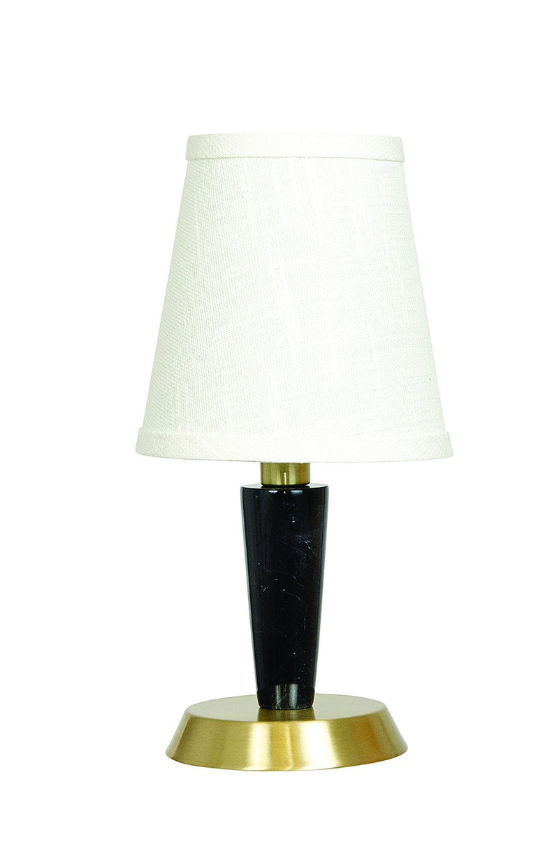 Bryson 12.75" Marble Column Mini Accent Table Lamp in Satin Brass
