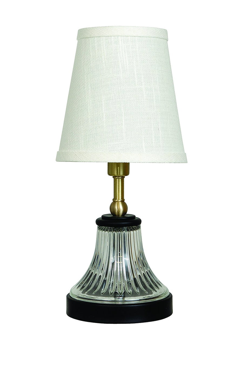 Bryson 12" Glass Mini Accent Table Lamp in Black/Satin Brass