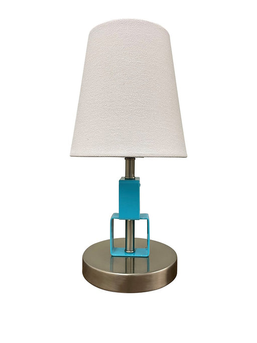 Bryson 12.75" Square Mini Accent Table Lamp in Satin Nickel/Azure