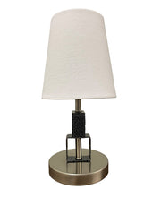 Bryson 12.75" Square Mini Accent Table Lamp in Satin Nickel/Supreme Silver