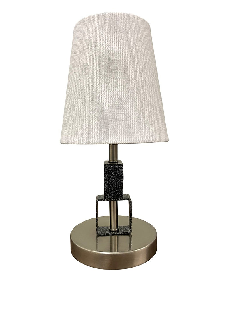 Bryson 12.75" Square Mini Accent Table Lamp in Satin Nickel/Supreme Silver