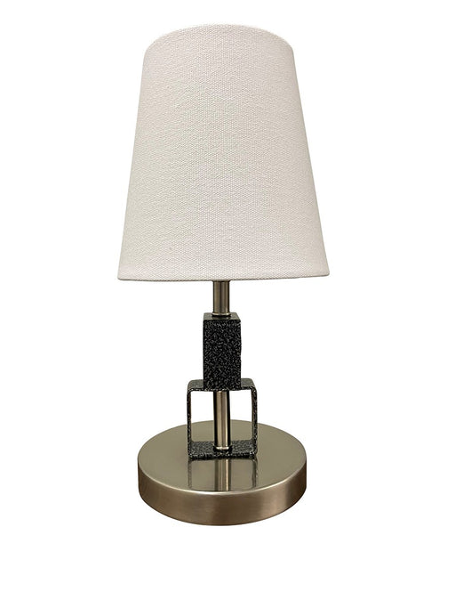 Bryson 12.75" Square Mini Accent Table Lamp in Satin Nickel/Supreme Silver