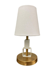 Bryson 12.75" Square Mini Accent Table Lamp in Weathered Brass/White