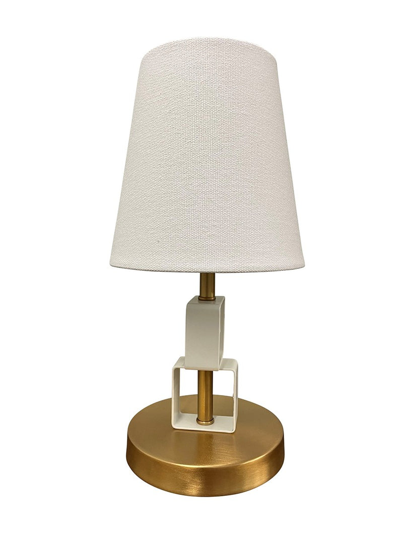 Bryson 12.75" Square Mini Accent Table Lamp in Weathered Brass/White