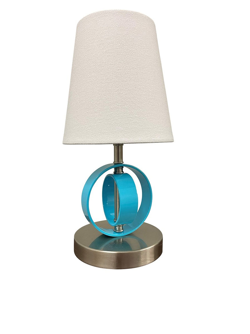 Bryson 12.5" Ring Mini Accent Table Lamp in Satin Nickel/Azure