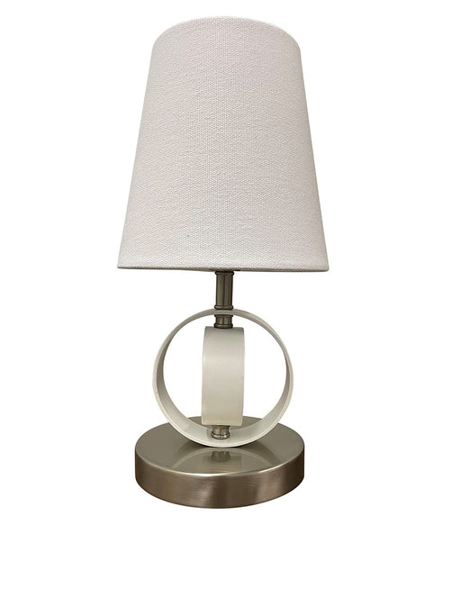 Bryson 12.5" Ring Mini Accent Table Lamp in Satin Nickel/White