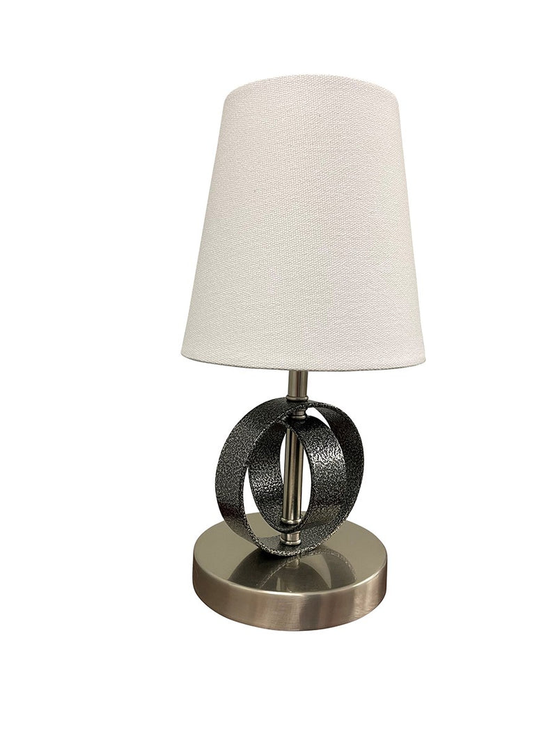 Bryson 12.5" Ring Mini Accent Table Lamp in Supreme Silver/Satin Nickel