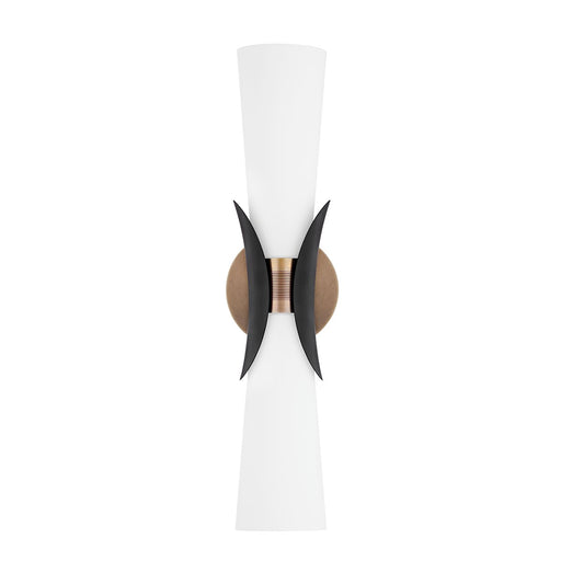 Muncie 2-Light Wall Sconce in Patina Brass / Soft Black