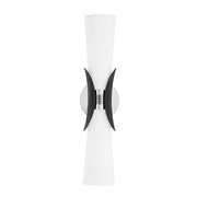 Muncie 2-Light Wall Sconce in Polished Nickel / Soft Black