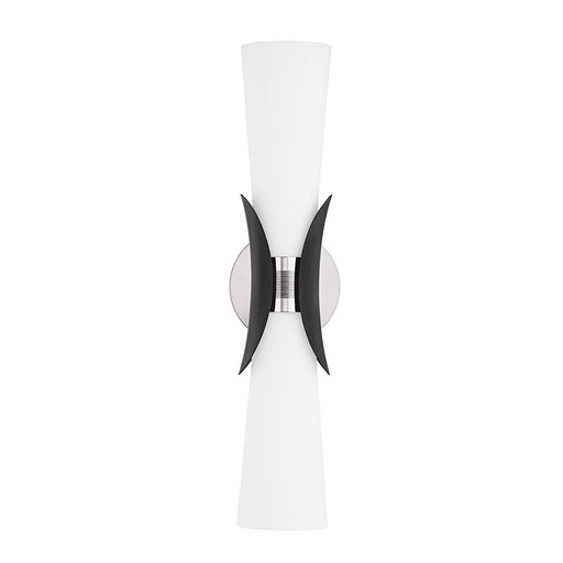 Muncie 2-Light Wall Sconce in Polished Nickel / Soft Black