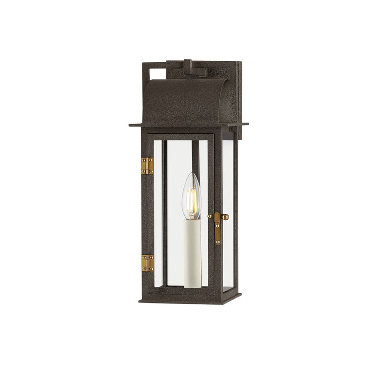 Bohen Small Outdoor Wall Lantern in French Iron / Patina Brass