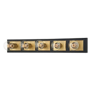 Runyan 5-Light Bath Vanity Light in Patina Brass / Soft Black