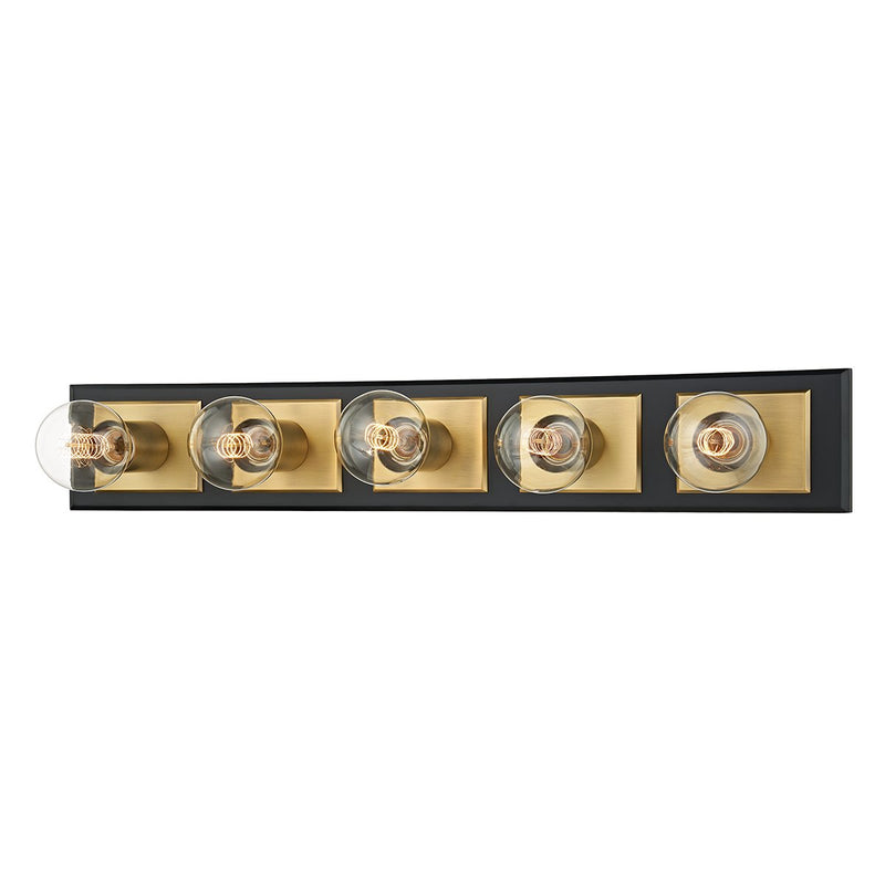 Runyan 5-Light Bath Vanity Light in Patina Brass / Soft Black
